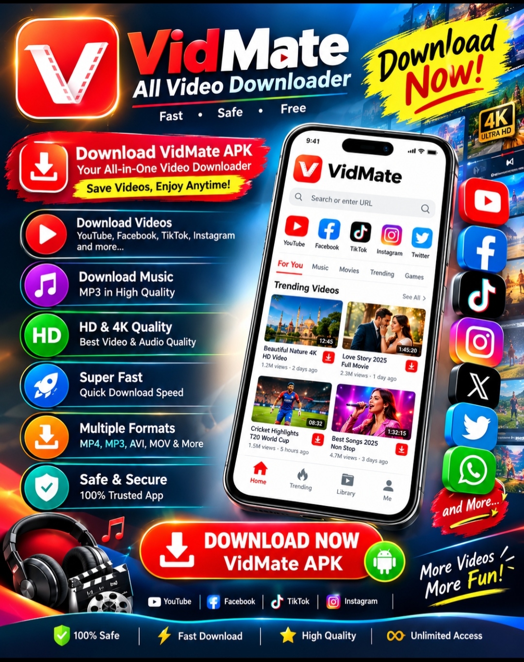 VidMate APK — আপনার প্রিয় ভিডিও ও গান এখন আরও সহজে সংরক্ষণ করুন!