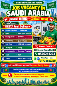Urgent KEETA Fruit Delivery Jobs in Riyadh | 10 Workers Required | Salary 2,500 SAR